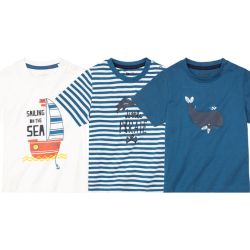 LUPILU® Chlapčenské tričko, 3 kusy (86/92, biela/modrá)