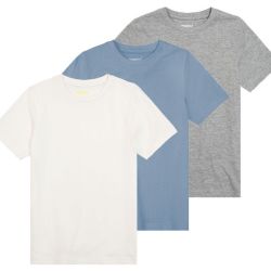 PEPPERTS® Chlapčenské jednofarebné tričko, 3 kusy (134/140, biela/bledomodrá/sivá)