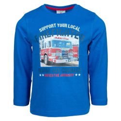 Salt and Pepper Detské tričko s dlhým rukávom (104/110, modrá/hasiči)
