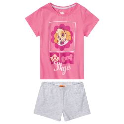 Dievčenské krátke pyžamo (110/116, ružová/sivá)