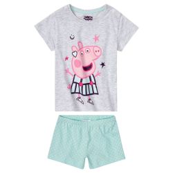 Dievčenské krátke pyžamo (110/116, sivá/mentolová)