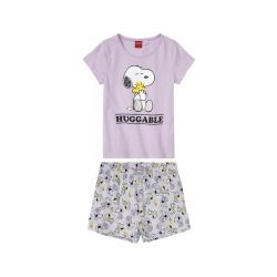 Dievčenské krátke pyžamo (122/128, fialová/sivá)