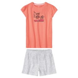 Dievčenské pyžamo (110/116, oranžová/sivá)