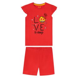 Dievčenské pyžamo s biobavlnou (134/140, červená)