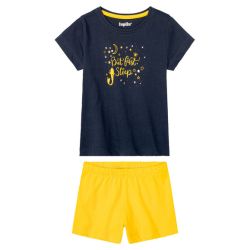 LUPILU® Dievčenské bavlnené pyžamo (98/104, námornícka modrá/žltá)