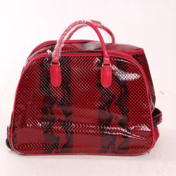 Cestovná taška na kolieskach s hadím vzorom (53x39x30) - červená