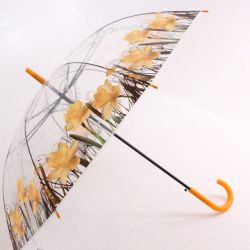 Vystreľovací dáždnik transparentný, ART:POE1315 'NARCIS' - bledooranžový (p. 98 cm)