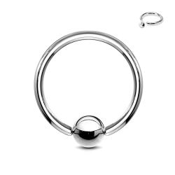 Oceľový piercing - krúžok a gulička striebornej farby, hrúbka 1,2 mm S38.17 - Hrúbka x priemer x veľkosť guličky: 1,2 mm x 6 mm x 4 mm