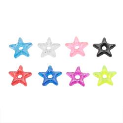 Prívesok na piercing - farebná akrylová hviezdička s trblietkami W22.23/30 - Farba: Svetlomodrá