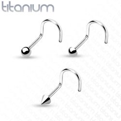 Titánový piercing do nosa - zahnutý, rôzne hlavičky, 0,8 mm Y14.18 - Tvar hlavičky: Gulička