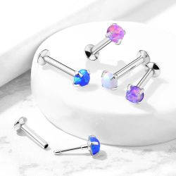Zasúvací piercing do pery, brady a ucha z ocele 316L - syntetický opál v kotlíku, 8 mm, rôzne farby PC27.07/08 - Farba: Modrá