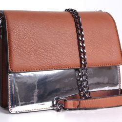 Dámska kabelka (60996) - strieborno-hnedá(20,5x16x10 cm)