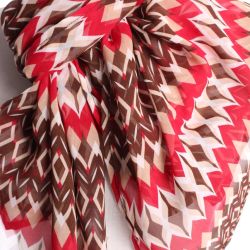 Dámsky šál vzorovaný (70x160 cm) - červeno-hnedý