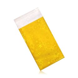 Celofánový sáčok zlatej farby - väčší, hviezdy s dúhovými odleskami GY55