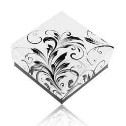 Čierno-biela darčeková krabička na prsteň, kvetinové ornamenty Y28.8