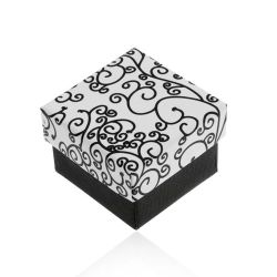 Čierno-biela krabička na náušnice, prívesok alebo prsteň, vzor špirál U32.05