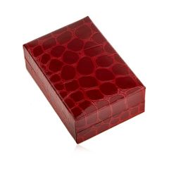 Darčeková krabička na náušnice, krokodílí vzor, tmavočervený odtieň U24.1