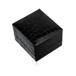 Darčeková krabička na prsteň alebo náušnice, čierna farba, krokodílí vzor U23.4