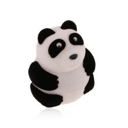 Darčeková krabička na prsteň alebo náušnice, čierno-biela panda, zamatový povrch Y05.14