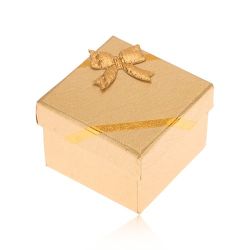 Darčeková krabička na prsteň, povrch zlatej farby, mašľa S88.10