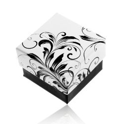 Darčeková krabička na prsteň, vzor popínavých listov, čierno-biela kombinácia Y28.4