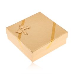 Darčeková krabička zlatej farby na šperky, vzhľad tkaniny, mašľa Y49.11