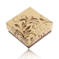 Krabička na prsteň a náušnice, krémovo-hnedá farba, kvetinové ornamenty Y29.6