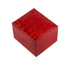 Lesklá darčeková krabička na prsteň, červená farba, krokodílí vzor U23.7