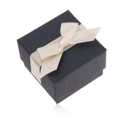 Modrá darčeková krabička na prsteň, prívesok a náušnice, krémová mašľa U23.6