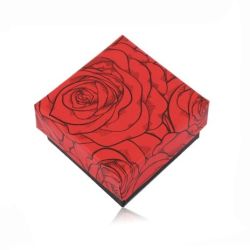 Šperky Eshop - Čierno-červená krabička na dva prstene alebo náušnice - kvitnúce ruže Y05.04