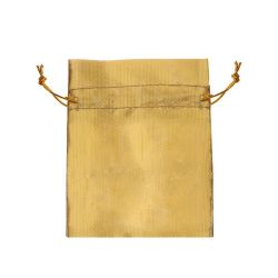 Väčšie darčekové vrecúško zlatej farby, lesklý povrch, šnúrka GY17