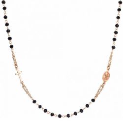 Amen Nadčasový pozlátený náhrdelník s čiernymi kryštálmi Rosary CRORN3
