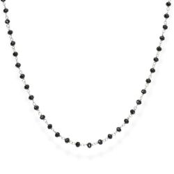 Amen Nadčasový strieborný náhrdelník s čiernymi kryštálmi Romance CLBN 45 cm