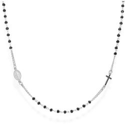 Amen Nadčasový strieborný náhrdelník s čiernymi kryštálmi Rosary CRO25BNZ3