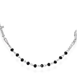 Amen Nadčasový strieborný náhrdelník s čiernymi kryštálmi Rosary CROBNZ3
