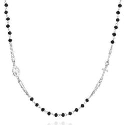 Amen Originálne strieborný náhrdelník s Onyx Rosary CROBN3