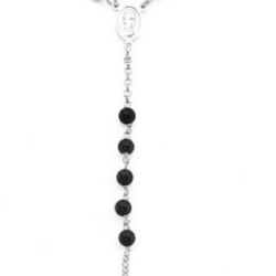Amen Originálne strieborný náhrdelník s Onyx Rosary CROBN4