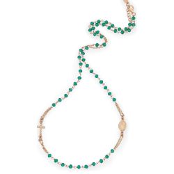 Amen Ružovo pozlátený náhrdelník so zelenými kryštály Rosary CRORVZ3