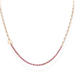 Amen Ružovo pozlátený strieborný náhrdelník s kryštálmi a srdiečkom Love CLCRICURR