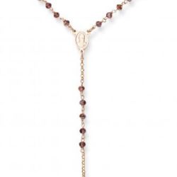 Amen Ružovo pozlátený strieborný náhrdelník s kryštálmi a zirkónmi Rosary CRORVIZ4