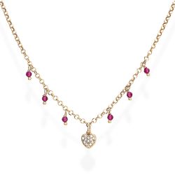 Amen Ružovo pozlátený strieborný náhrdelník so zirkónmi a kryštály Romance CLCRROZ
