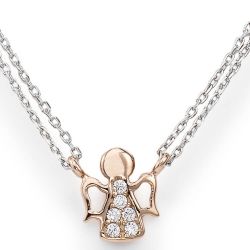 Amen Ružovo pozlátený strieborný náhrdelník so zirkónmi Angels CL2ABR