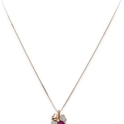 Amen Ružovo pozlátený strieborný náhrdelník so zirkónmi Love CLPQURR (retiazka, prívesok)
