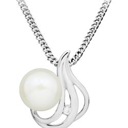 Art Diamond Strieborný náhrdelník s diamantom a perlou DAGS1205/50P (retiazka, prívesok)