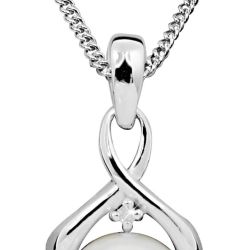 Art Diamond Strieborný náhrdelník s diamantom a perlou DAGS804 / 50 (retiazka, prívesok)
