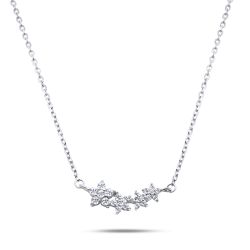 Brilio Silver Nežný strieborný náhrdelník s kvetinkami NCL02W