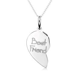 Dvojitý strieborný náhrdelník 925, dvojprívesok srdca, nápis 'Best Friend' SP08.22