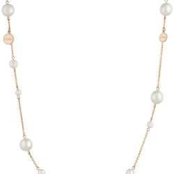 Liu.JO Ružovo pozlátený oceľový náhrdelník s perličkami LJ1472