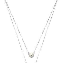 Lotus Silver Nadčasový strieborný náhrdelník s perlou a čírymi zirkónmi LP1986-1 / 1