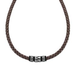 Lotus Style Hnedý kožený náhrdelník pre mužov Dark Style LS2068-1 / 1